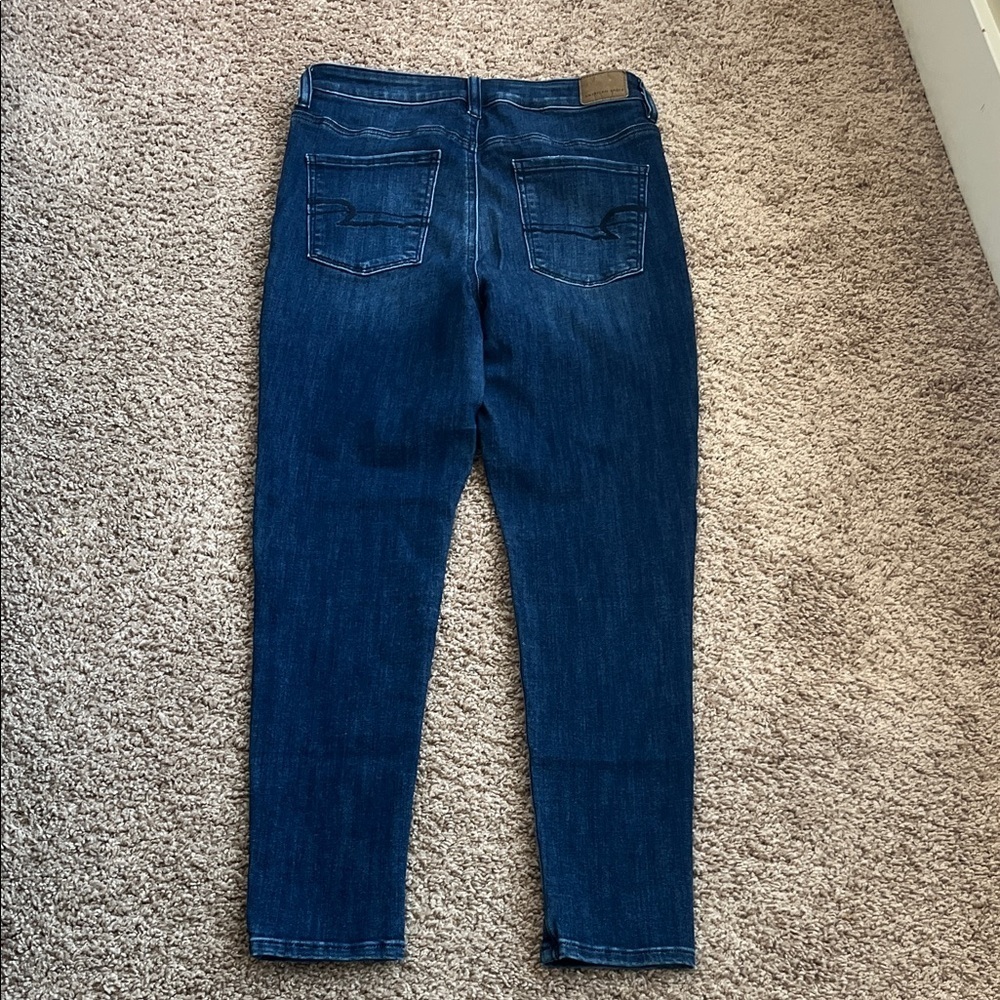 American Eagle Next Level Stretch Dark Skinny Blue Jeans Size 10 Short - Picture 10 of 10